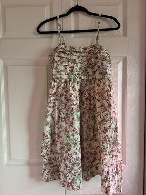 Jessica Simpson Floral Cotton Summer Dress Size S – Pink & Green Spaghetti Strap